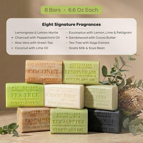 Australian Botanical Soap Sandalwood with Cocoa Butter bar nourishes dry skin.