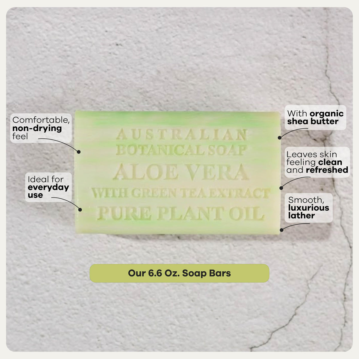 Australian Botanical Soap bar in a shower setup for everyday use.