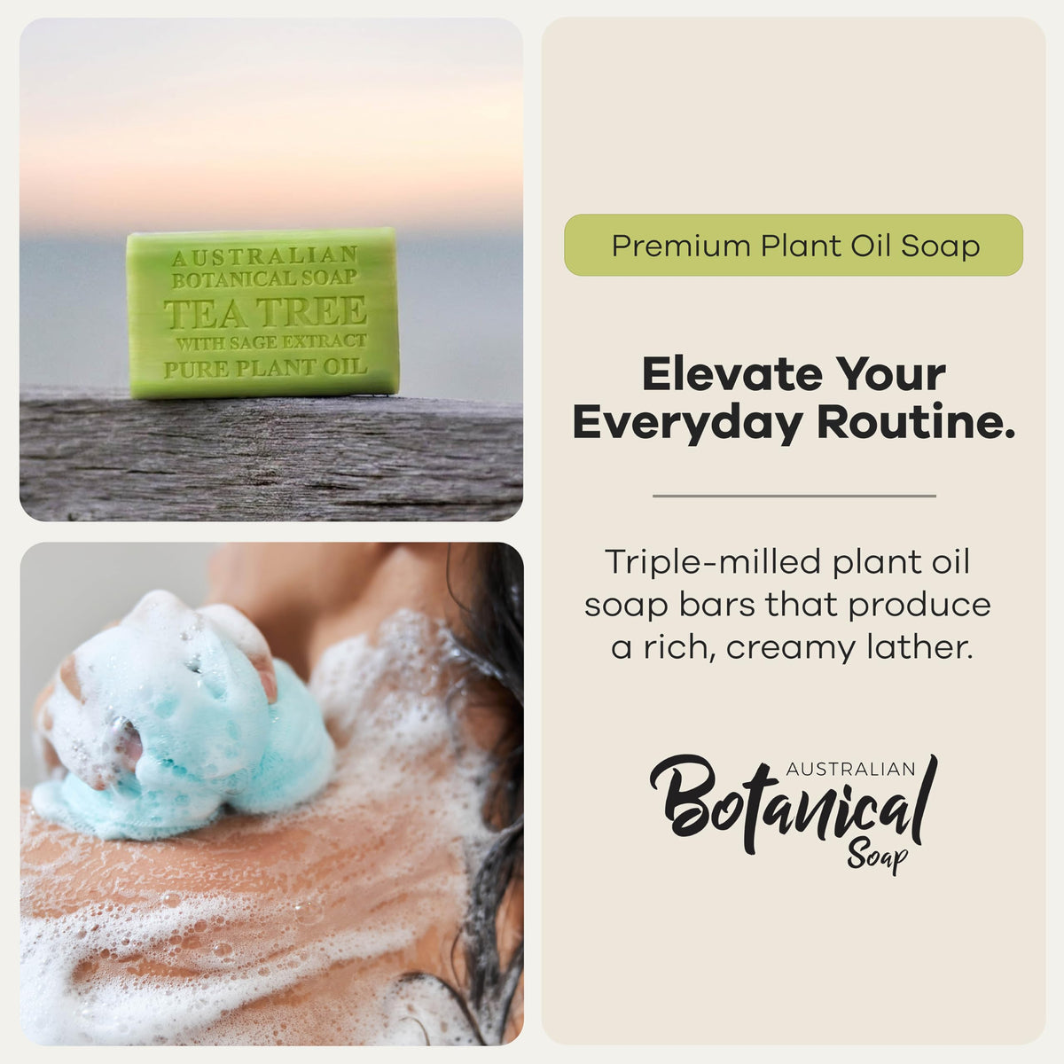 Australian Botanical Soap six-point-six-ounce-bar designed for longer-lasting cleansing