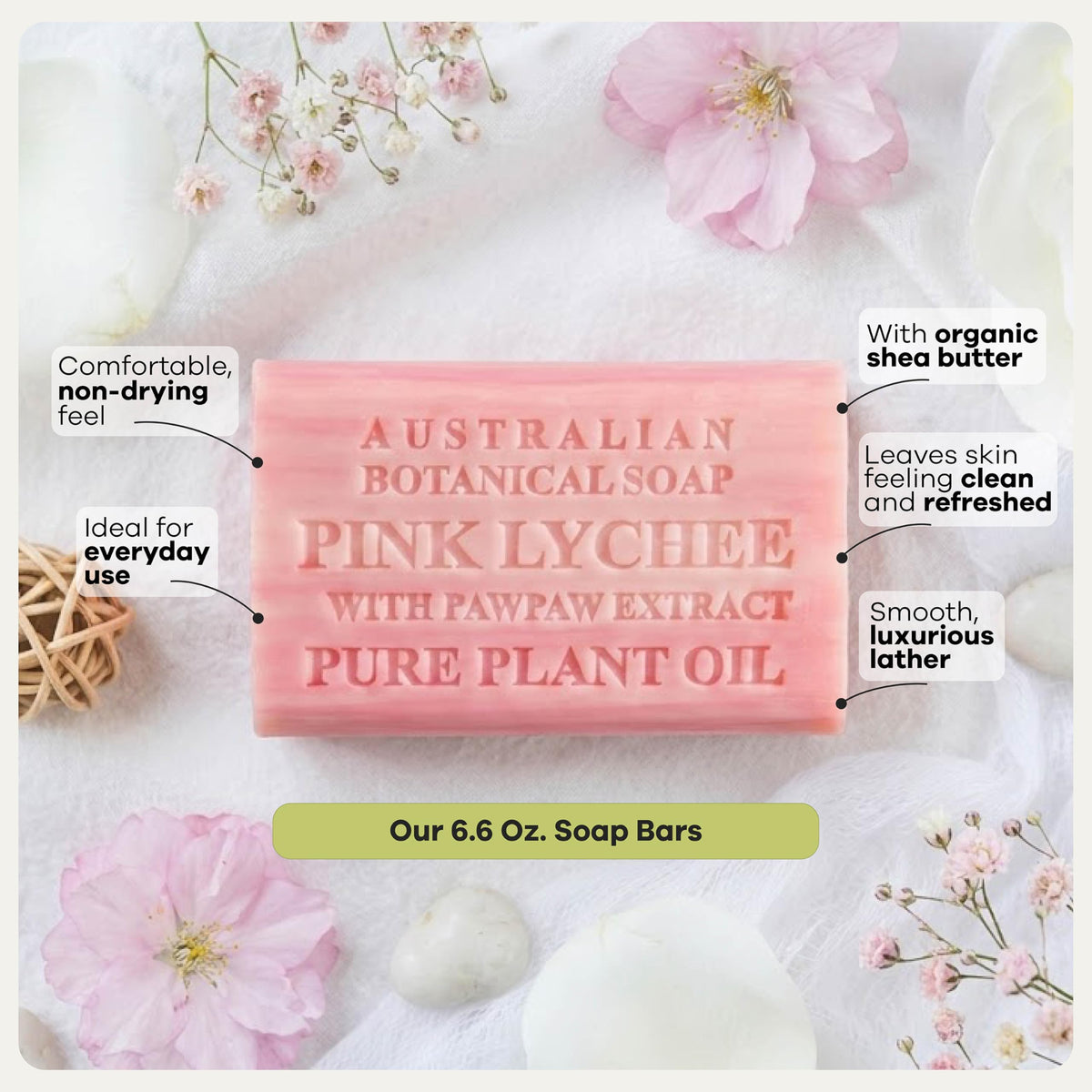 Australian Botanical Soap Triple milled bar emphasizes lasting cleansing