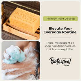 Triple-milled dense bar from Australian Botanical Soap delivering lasting lather.