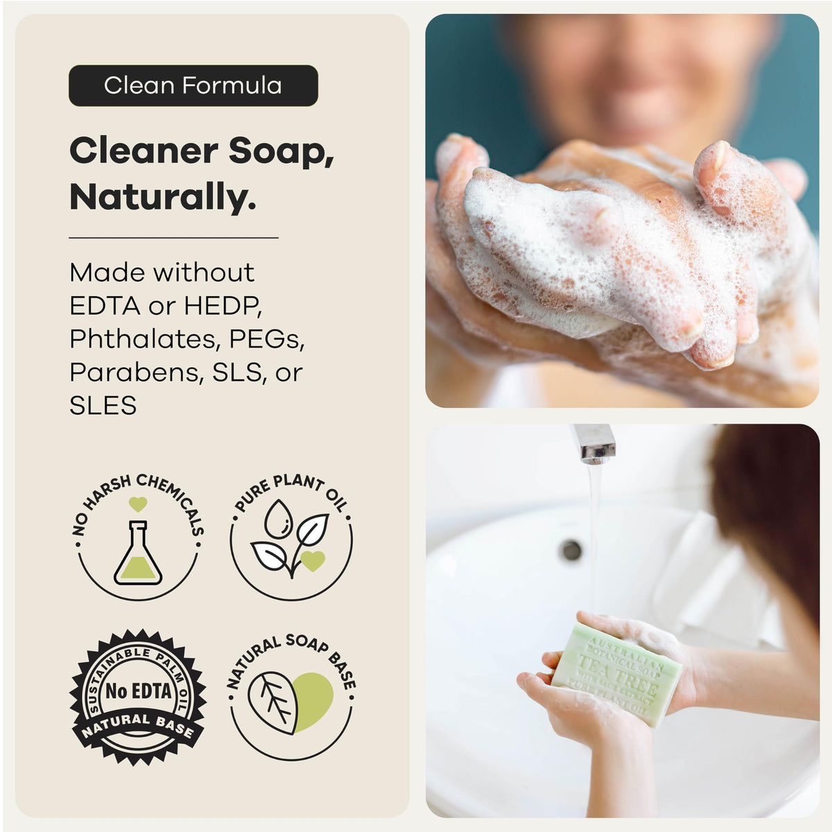 Australian Botanical Soap triple-milled-bar provides a dense, lasting lather