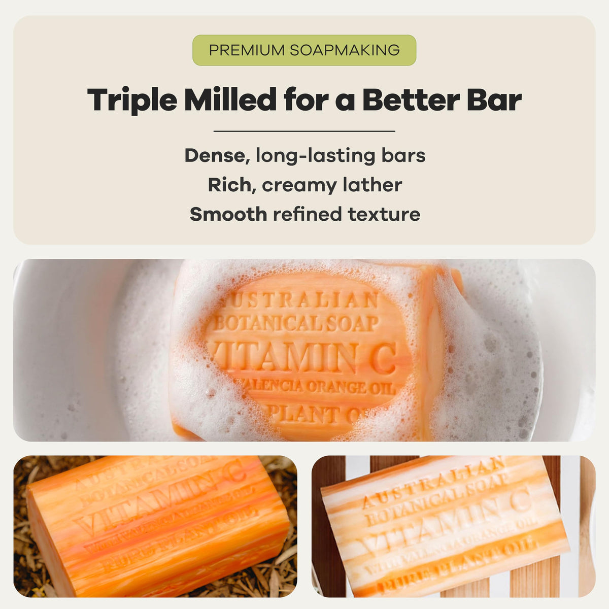 Australian Botanical Soap Vitamin C boost in Valencia Orange bar