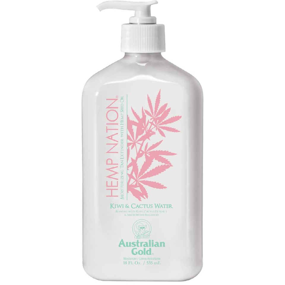 Australian Gold Hemp Nation Kiwi Cactus Water moisturizer in brown jar, smooth hydration for daily use.