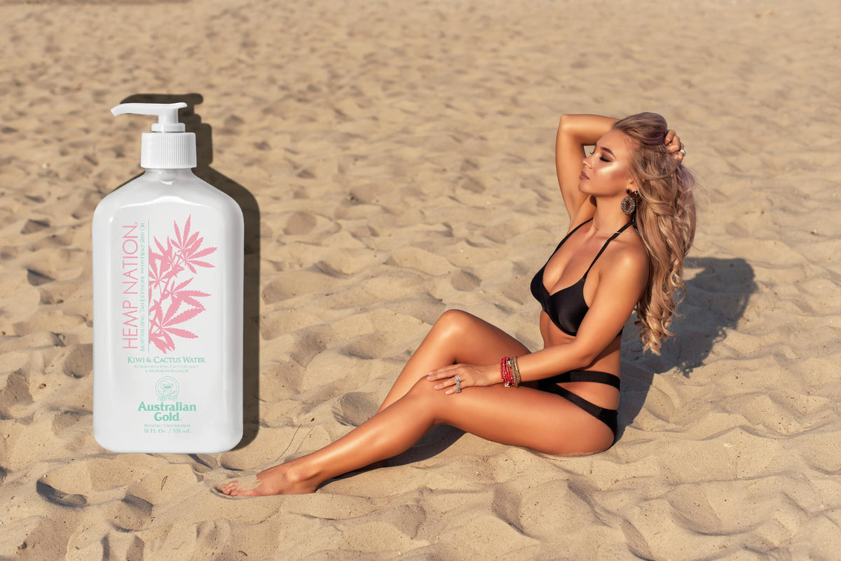 Hemp Nation Kiwi Cactus Water lotion texture close-up, creamy white hydration.