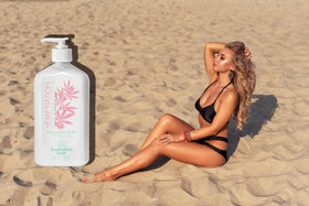Hemp Nation Kiwi Cactus Water lotion texture close-up, creamy white hydration.