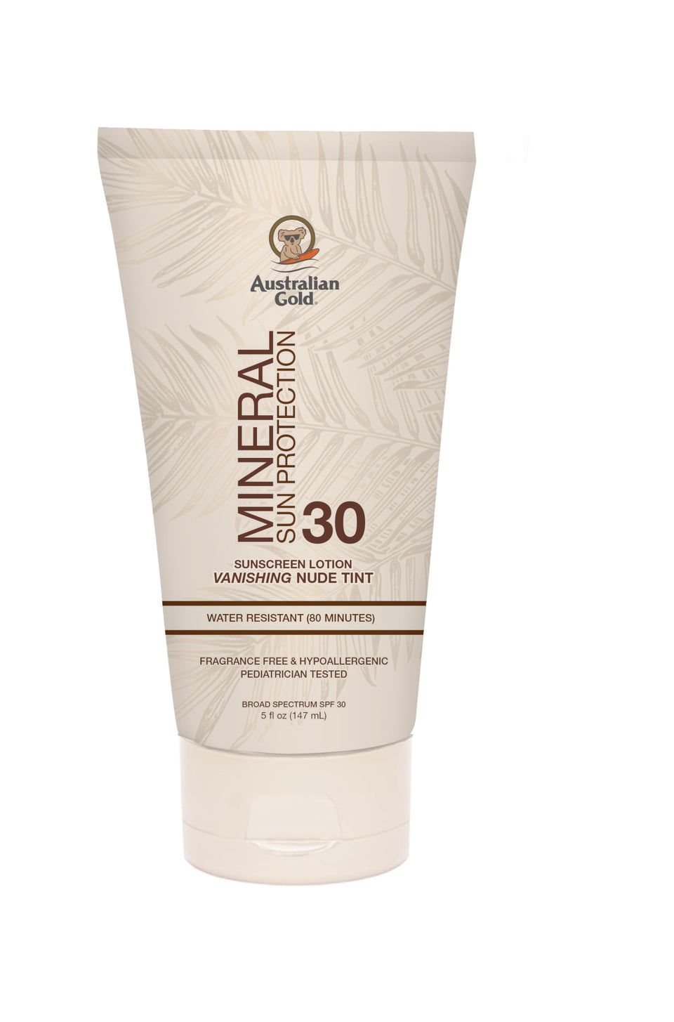 Australian Gold Mineral SPF 30 lotion with vanishing nude tint for a natural finish