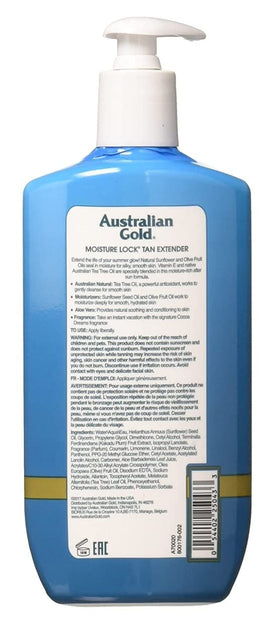 Australian Gold Moist Lock Tan Extender pump close up for easy, hydrated application.