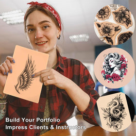 Autdor flexible tattoo practice skin wrapped to mimic contour areas