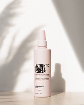 Authentic Beauty Concept Beachy Texture Spray feel and texture swatch highlights weightless, air-dried finish.