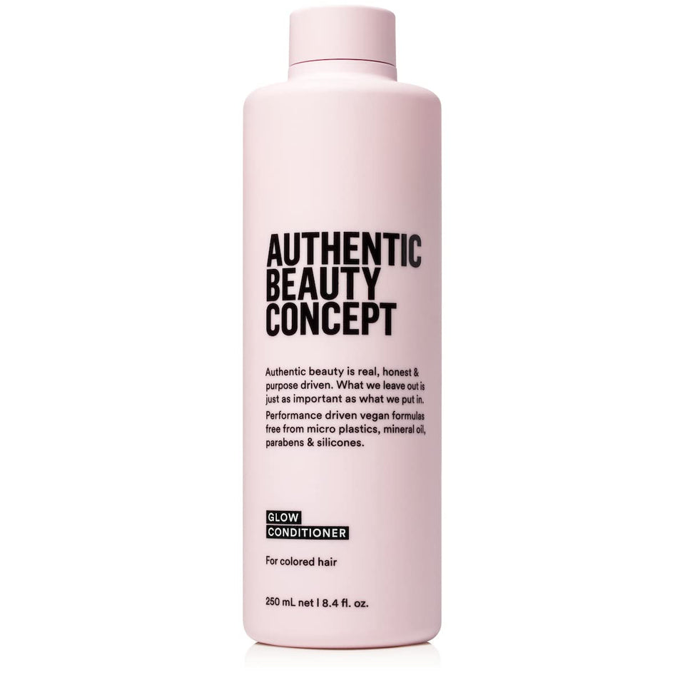 Authentic Beauty Concept Glow Conditioner bottle front demonstrates color-preserving care.