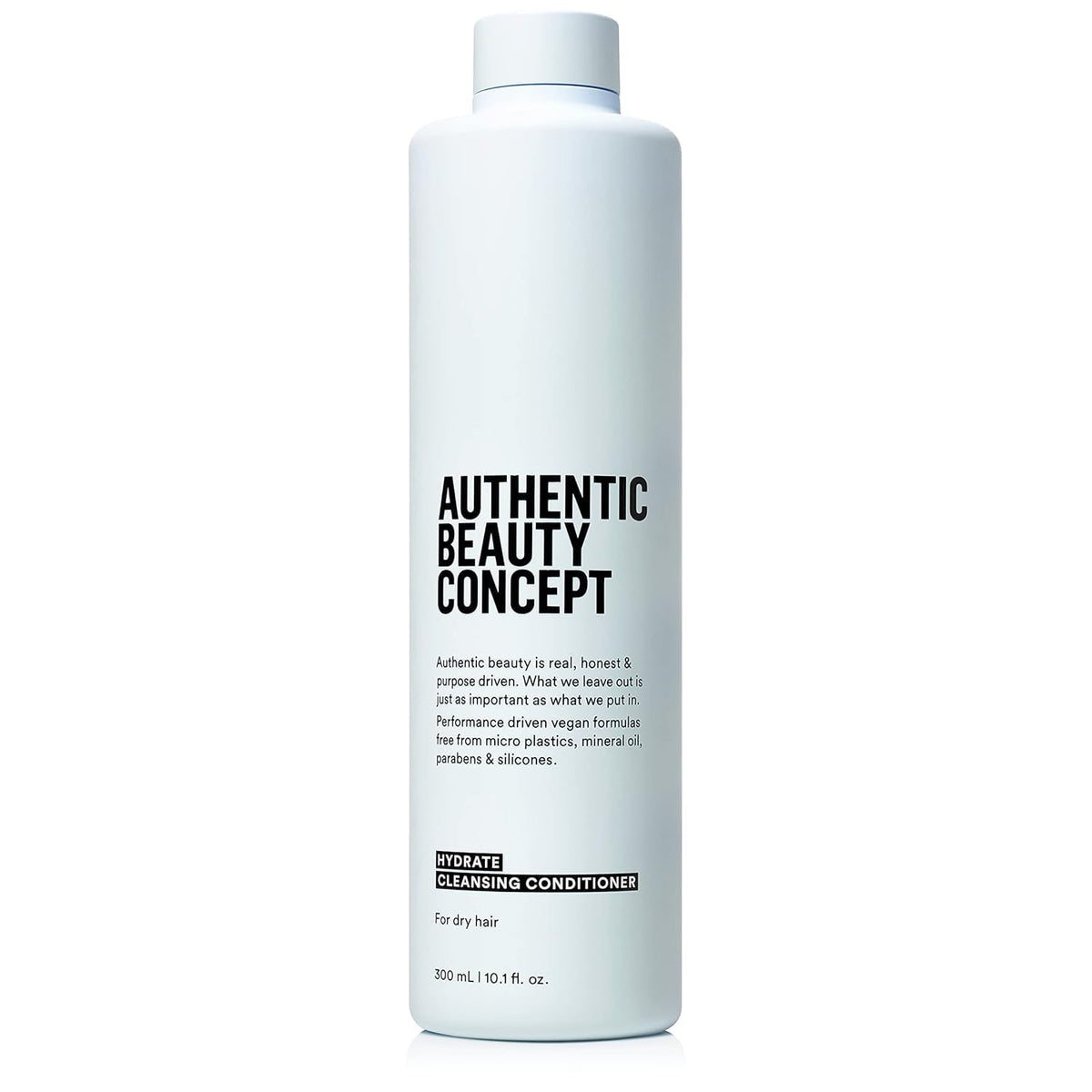 Authentic Beauty Concept Hydrate cleansing conditioner bottle showing lightweight conditioning and detangling ease.