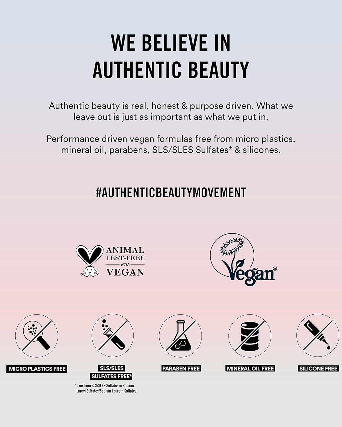 Authentic Beauty Concept Hydrate packaging close-up highlighting vegan, silicone-free formula for smooth hair.