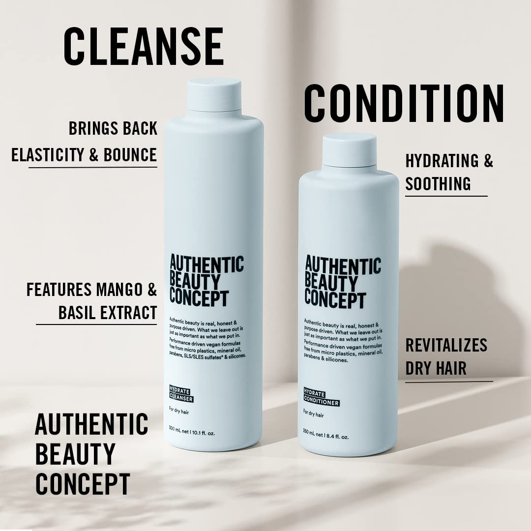 Pour shot of Authentic Beauty Concept Hydrate Conditioner showing lightweight hydration