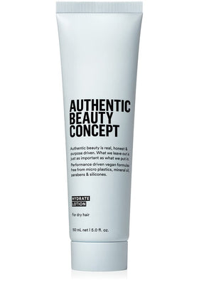 Authentic Beauty Concept Hydrate Lotion bottle shown, lightweight hydration for everyday shine.
