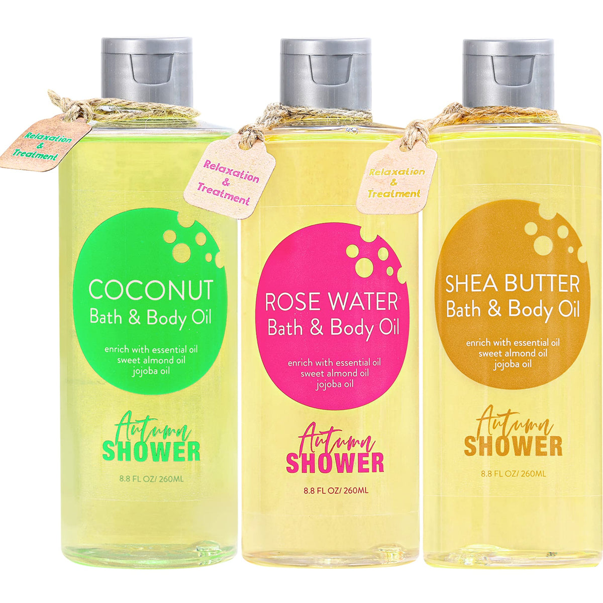 Autumn Shower bath oil trio packaging ready for a spa-like ritual and gifting