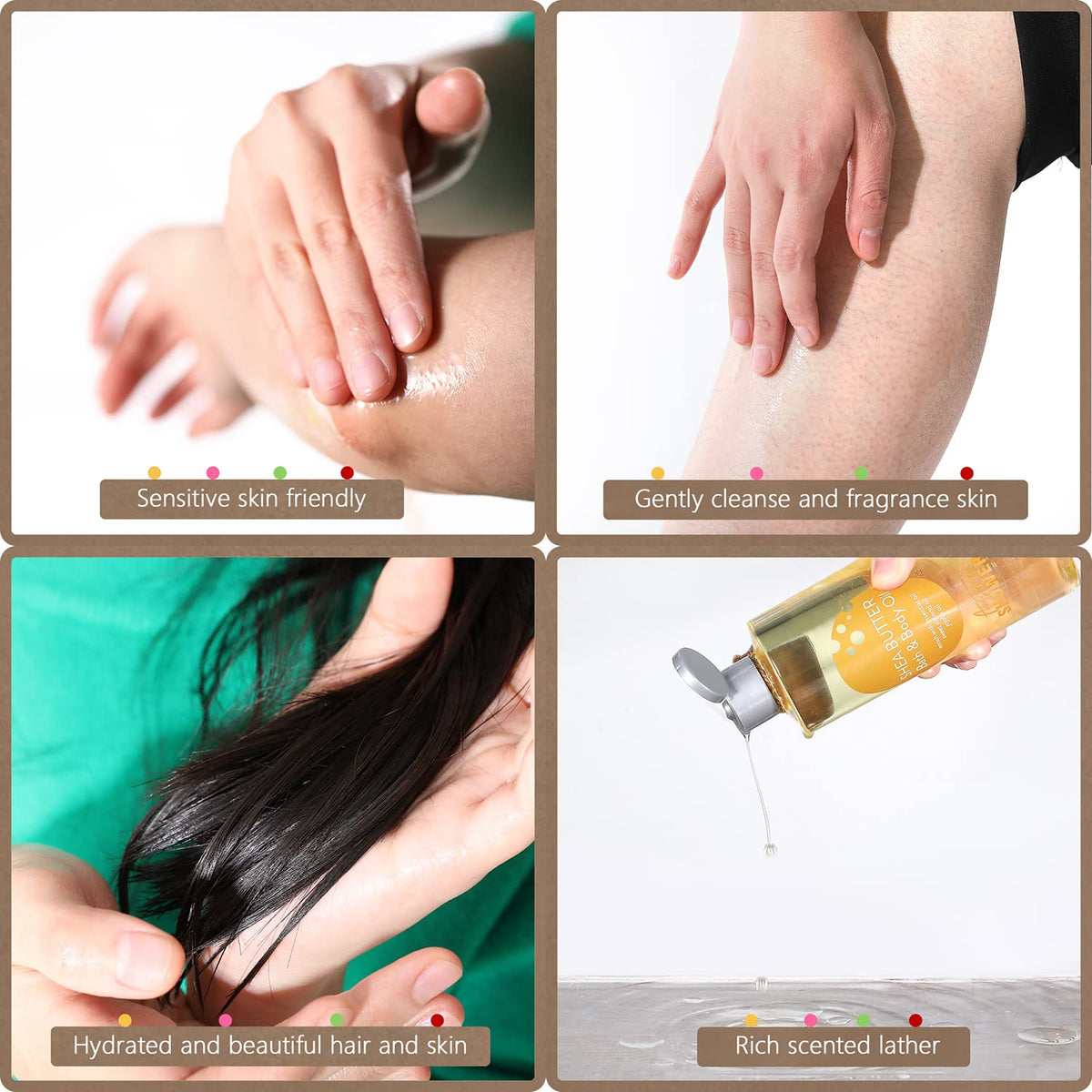 Autumn Shower Coconut oil bottle emphasizes hydrating, quick-absorbing care