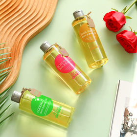 Autumn Shower relaxing bath oil poured into tub for moisturized skin