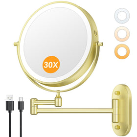 Auxmir 1x/30x double-sided mirror front view for makeup precision