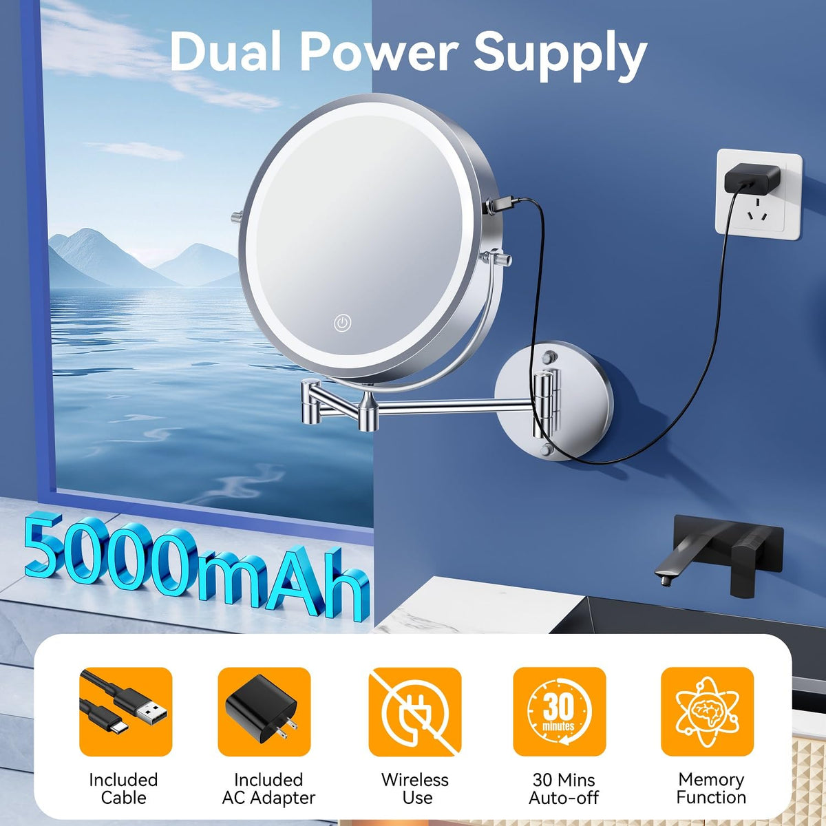 Auxmir 360-degree rotating extendable arm for flexible positioning