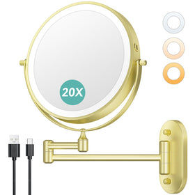 Auxmir 8inch wall-mounted makeup mirror front view for everyday grooming with clear illumination.