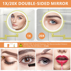 Auxmir 8inch mirror with LED light shows three color options for different tasks.