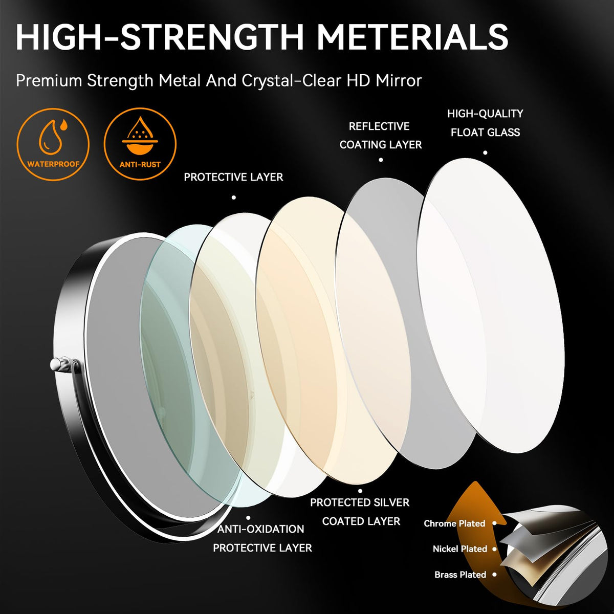 Auxmir chrome finish mirror designed for small bathrooms and tidy spaces.