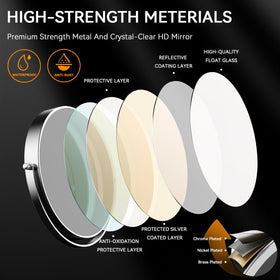 Auxmir chrome finish mirror designed for small bathrooms and tidy spaces.