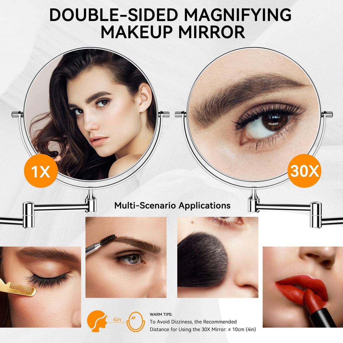 Auxmir doublesided 8-inch magnifying mirror for precise makeup and tweezing tasks.