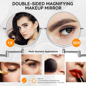 Auxmir doublesided 8-inch magnifying mirror for precise makeup and tweezing tasks.