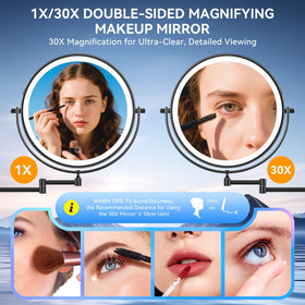 Auxmir dual-sided mirror displays 1X and 30X magnification for detail