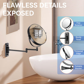 Auxmir foldable wall mirror stored flush against the wall to save space