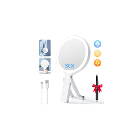 Auxmir travel makeup mirror 1x view for clear everyday grooming.