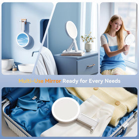 Auxmir travel makeup mirror 2000mAh battery for long, on-the-go sessions.