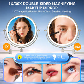 Auxmir wall-mounted mirror providing a full-face view for easy routines