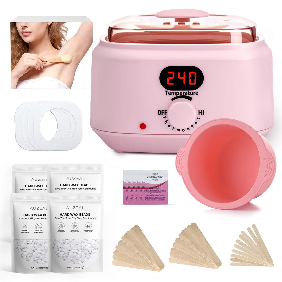 AUZEAL digital waxing warmer with 500ml capacity for at-home waxing sessions