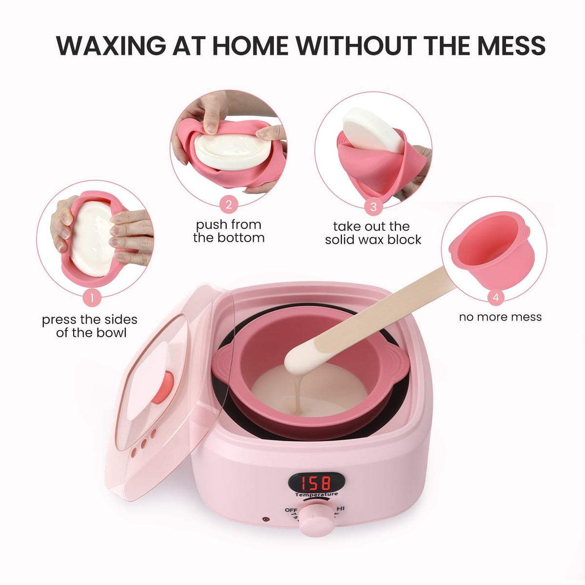 AUZEAL full-body waxing setup suitable for legs and bikini areas