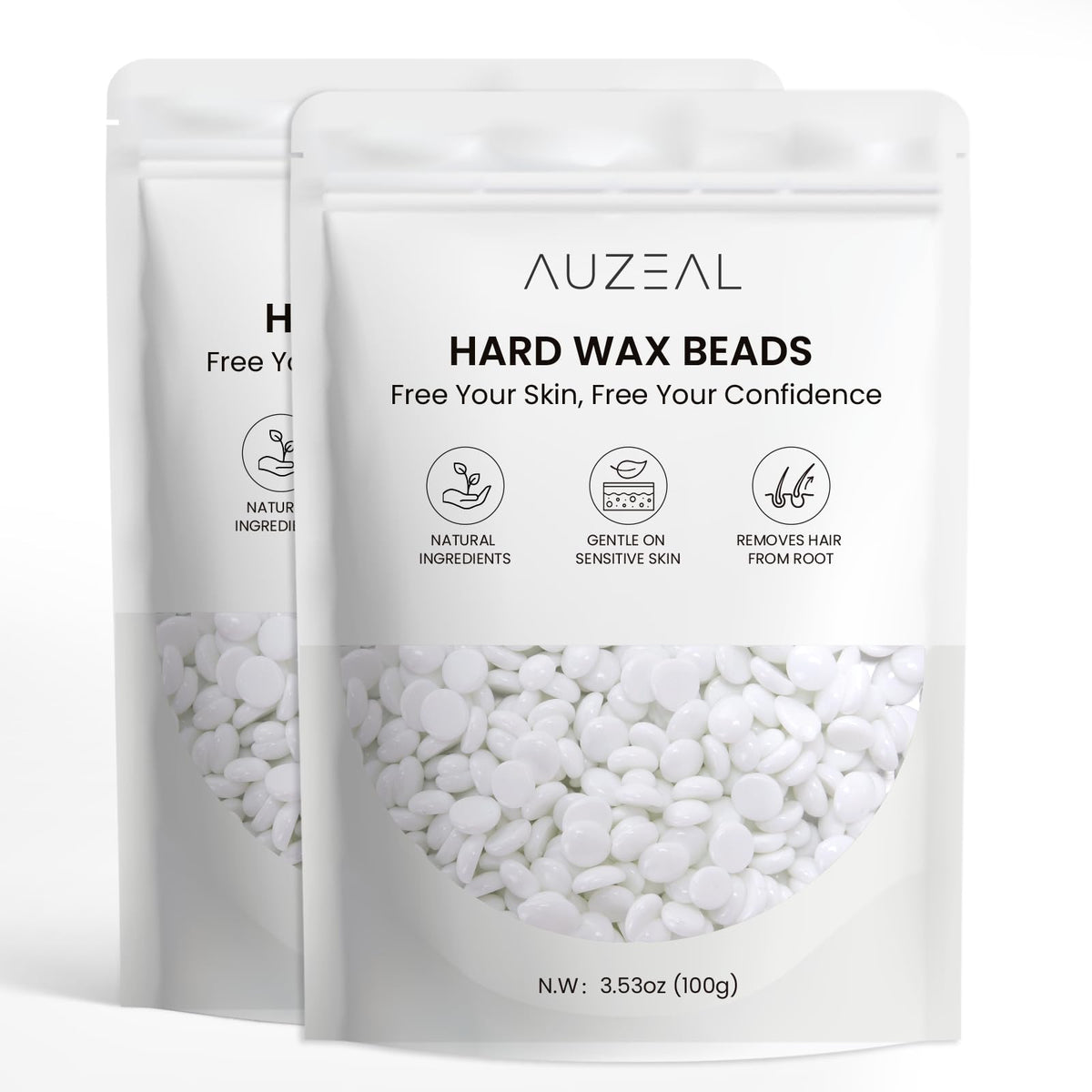 AUZEAL nose wax beads in a jar for precise at-home grooming.