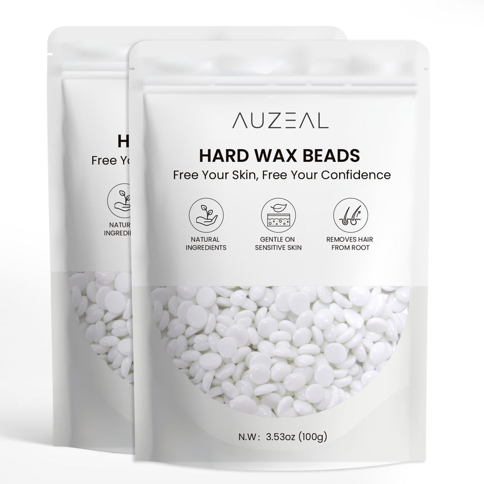 AUZEAL nose wax beads in a jar for precise at-home grooming.
