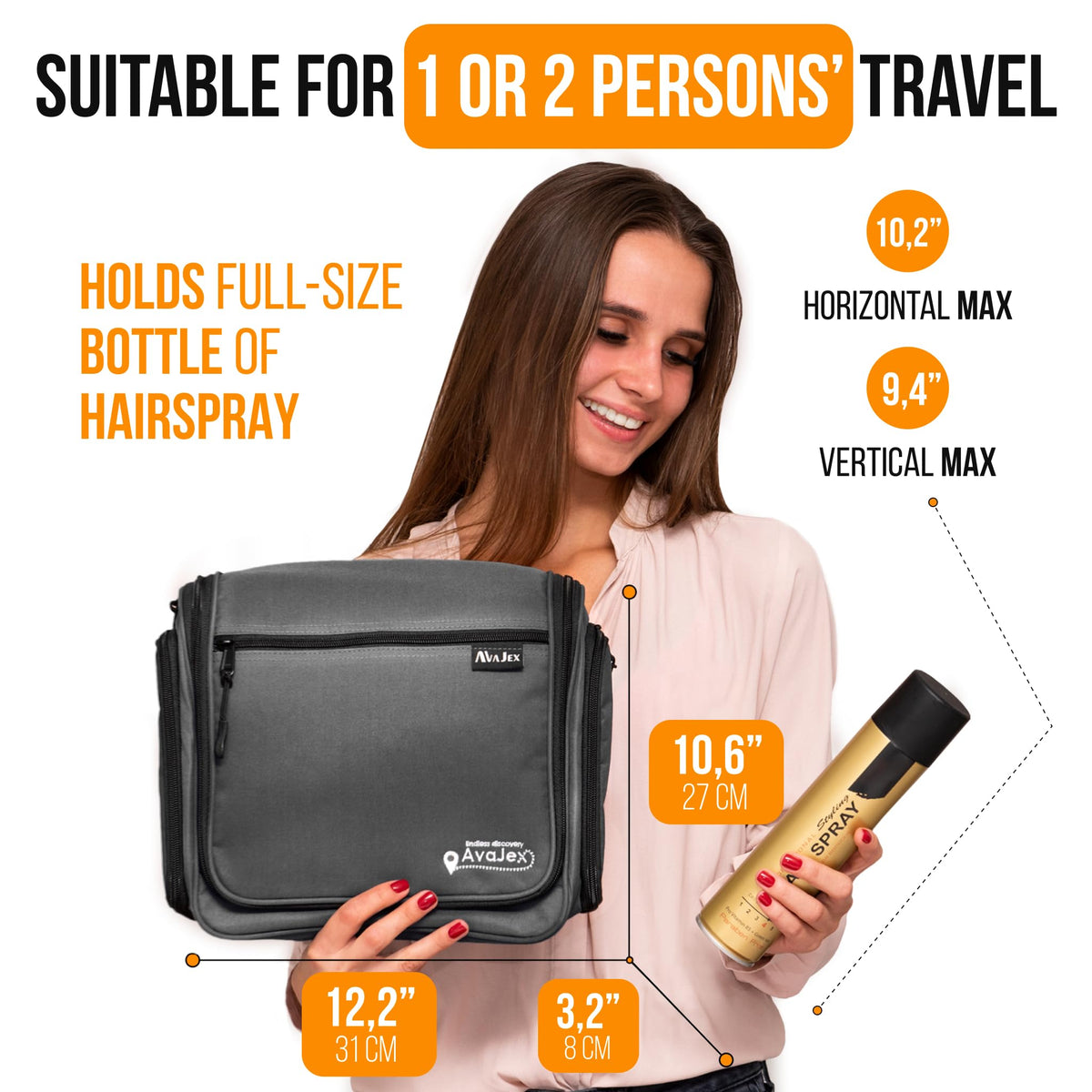 AvaJex bag features a metal XXL hook for easy hanging.