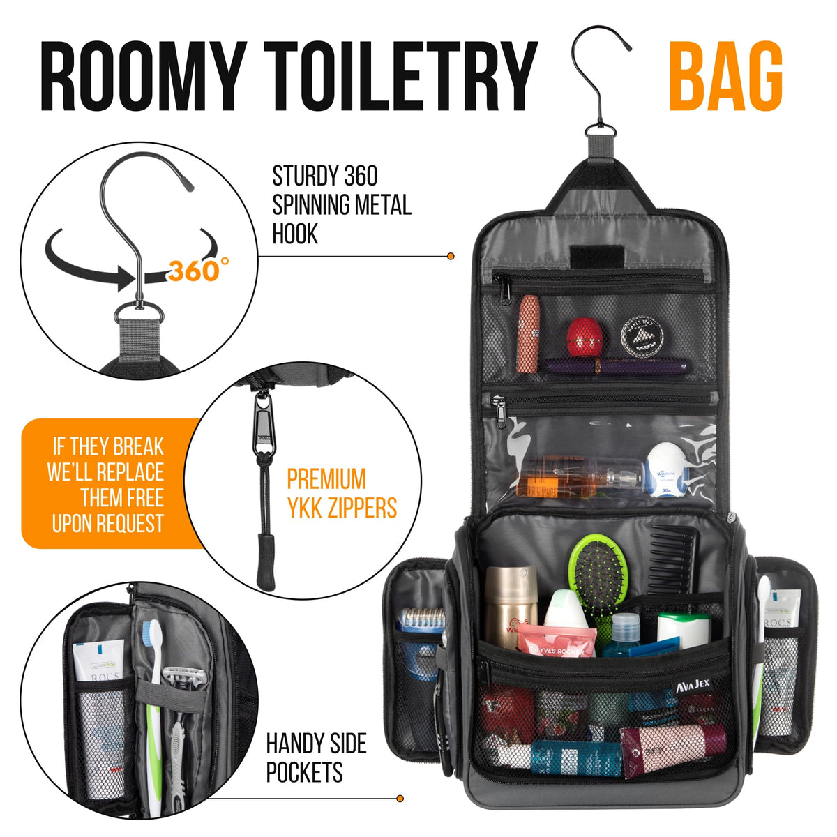 AvaJex reinforced handle and heavy-duty zippers ensure durable travel.