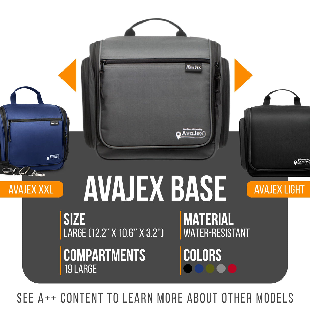AvaJex 19-compartments organizer helps separate bottles and tools.