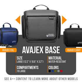 AvaJex 19-compartments organizer helps separate bottles and tools.