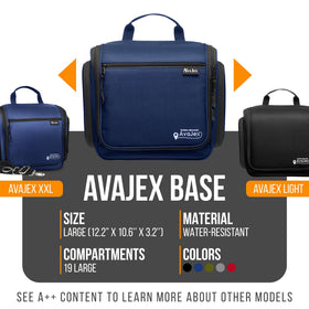 AvaJex bag with 19 compartments keeps toiletries neatly organized.