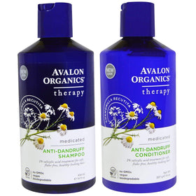 Avalon Organics Anti-Dandruff Shampoo bottle soothes flakes and cleanses scalp