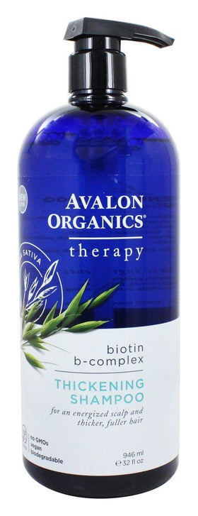 Avalon Organics Biotin B-Complex shampoo bottle, ideal for daily volumizing hair care.