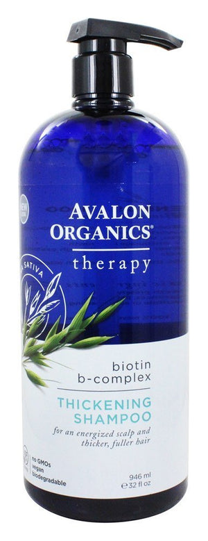 Avalon Organics Biotin B-Complex shampoo bottle, ideal for daily volumizing hair care.