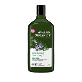 Avalon Organics Rosemary Volumizing Shampoo bottle promotes fuller-looking hair.