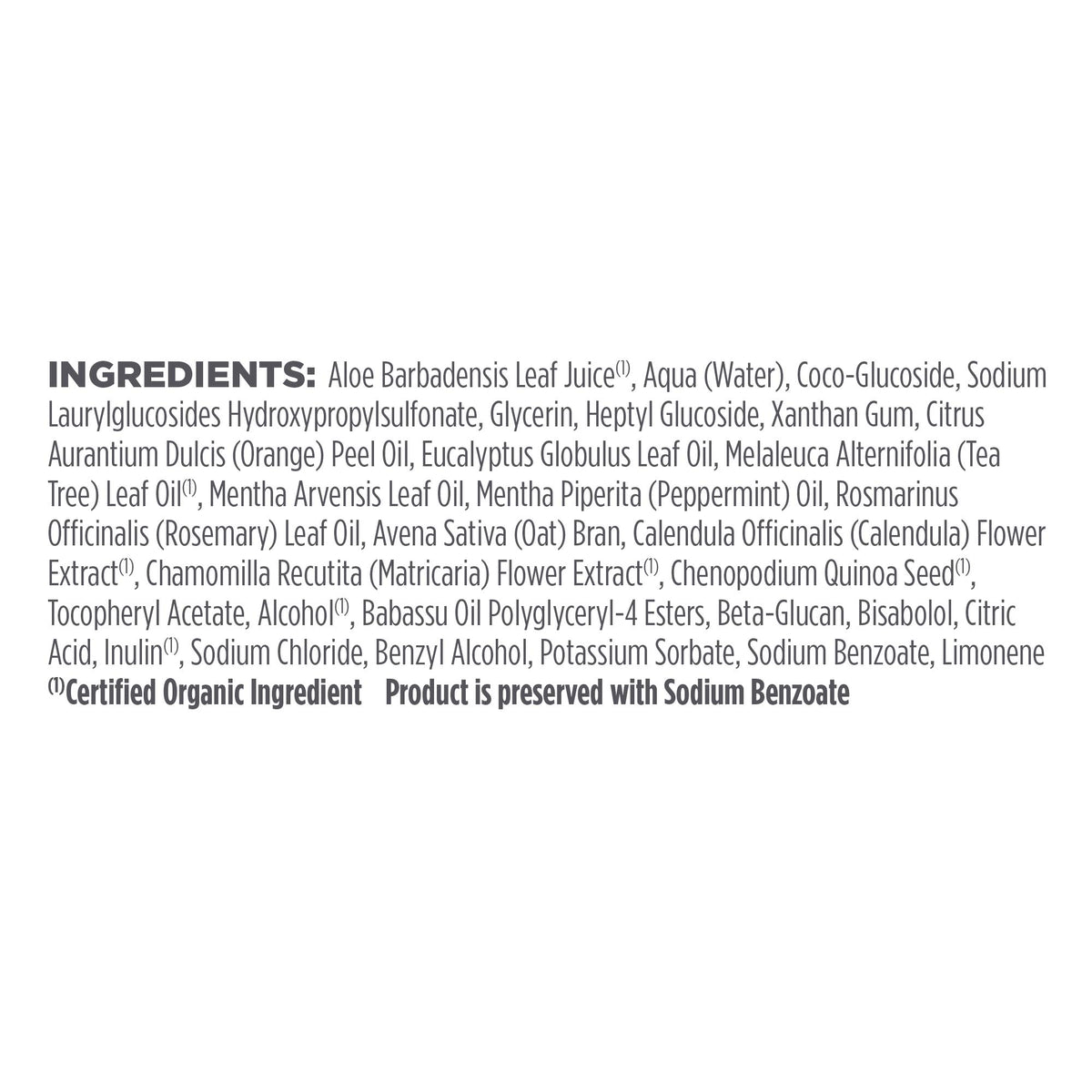 Avalon Organics Tea Tree Shampoo label shows certified organic formula