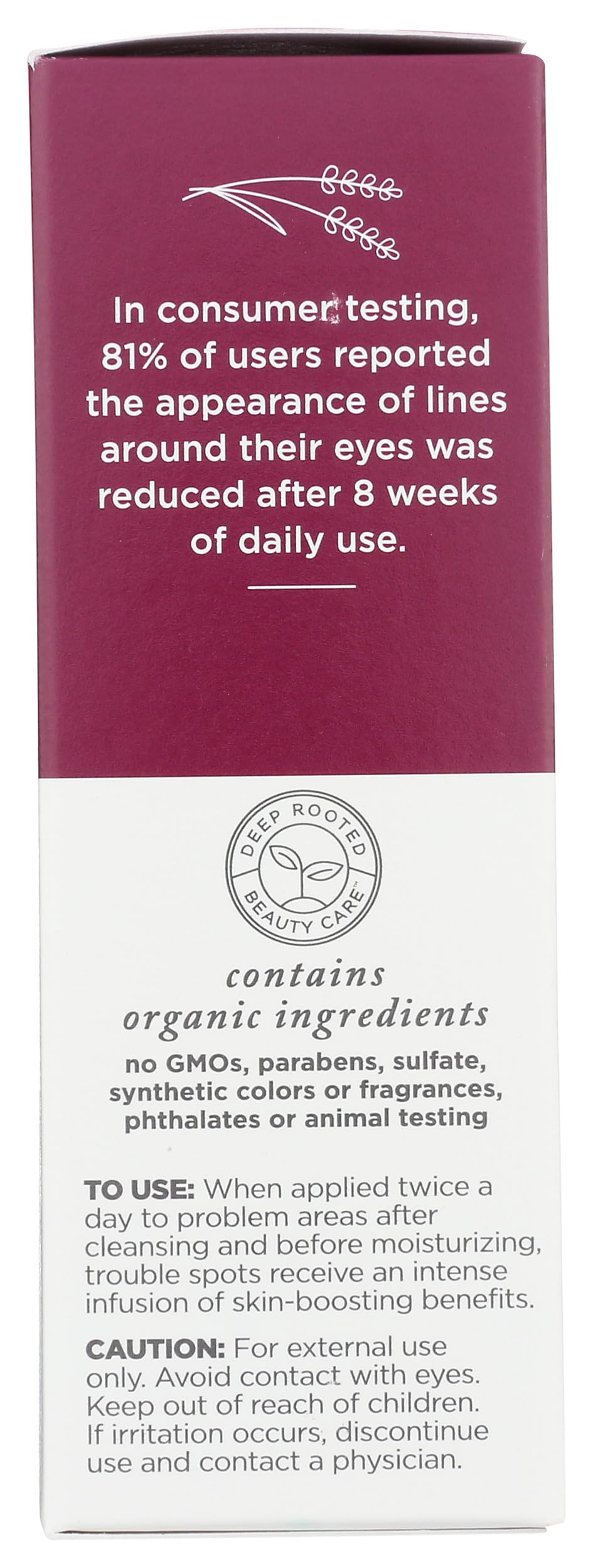 Botanical leaves backdrop behind Avalon Organics Wrinkle Therapy serum